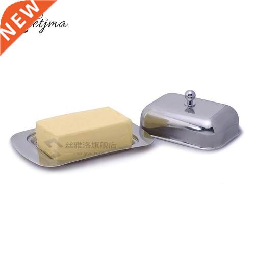 LMETA Stainless Steel Butter Dish Box with Lid Cheese Tray