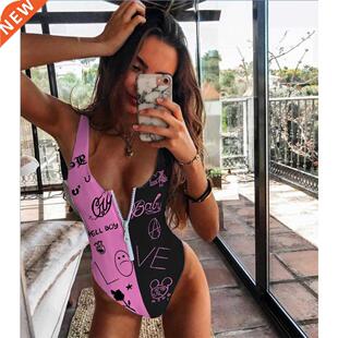 2022 Striped Swimwer One Piece Swimsuit Women Bckless Mono
