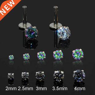 2Pcs 2-5mm Gem Solid Steel Tragus Cartilage Ear Stud Crysta