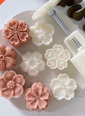 4Pcs/Set Mooncake Mold Cherry Blossom Flowers Sakura Pattern