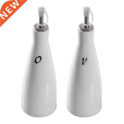 Ceramic Oil And Or Vinegar Dispenser Cruet Set Of Two White