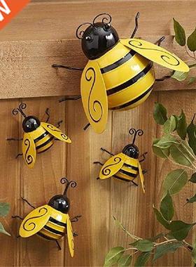 4Pcs Metal Iron Bumble Bee Figurines Home Decoration