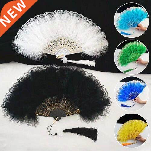 Custom Hand Fans Wedding Lace Feather Fan for Wedding Home