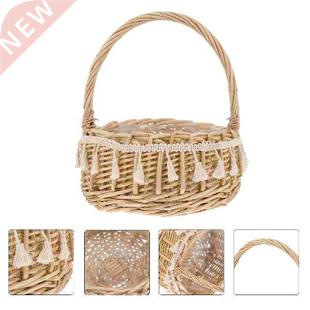 Basket Flower Woven Wicker Wedding Girl Decorative Handle