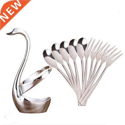 High Grade Zinc Alloy Swan Design Spoon Rest Set Creative