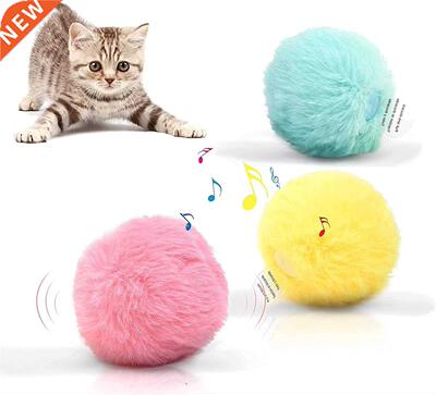 Interactive Cat Ball Toys Plush Electric Catnip Sound Cat Se