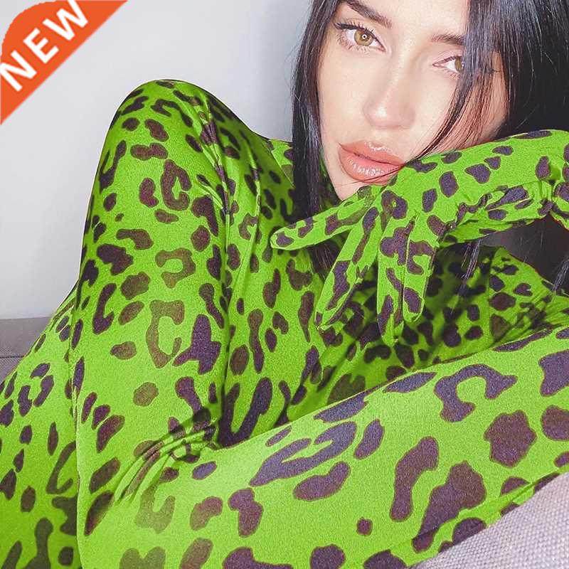 BKLD Turtleneck Leopard Print Bodysuit Long Sleeve With Glov