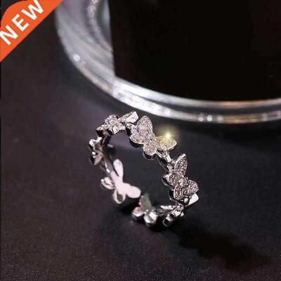 Fashion Silver Color Dancing Moving Butterfly Rings Dainty I