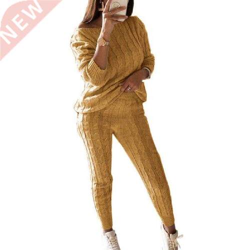 2Pcs/Set plus size Winter Sweater pants Women set Solid