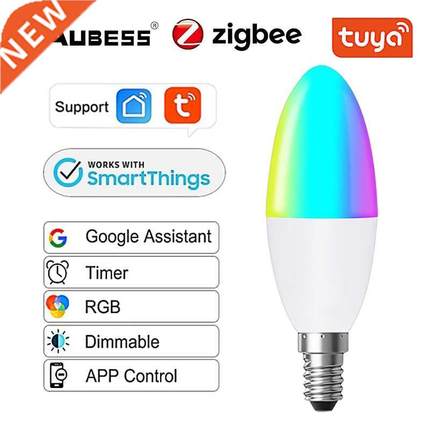 AUBESS 5W Tuya Zigbee Smart LED Candle Light Bulb E14
