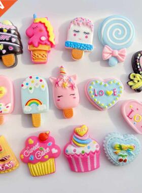 20Pcs Cute Mini Cake Ice Cream Popsicle Flat Back Resin Cabo