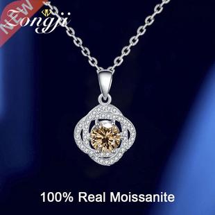 100% Sterling Silver Rose Clavicle Pendant Nelace 1 Carat