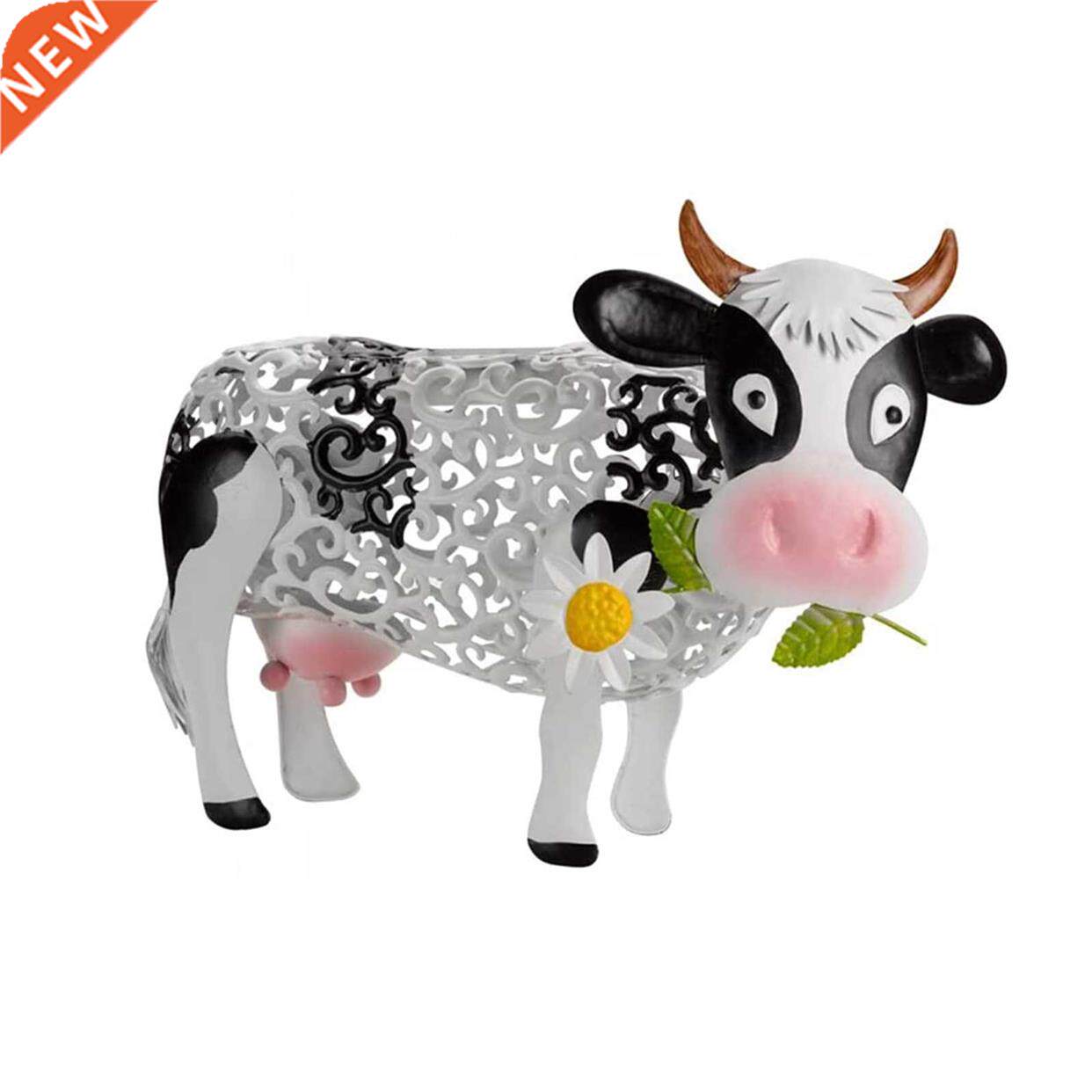 Garden Statue Floral Hollow Out Dairy Cow Shaped Resin图片