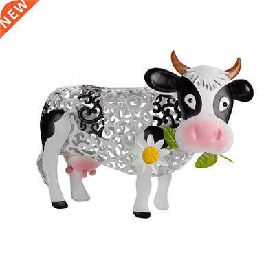 Garden Statue Floral Hollow Out Dairy Cow Shaped Resin