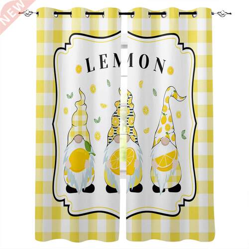 Summer Idyllic Lemon Dwarf Window Curtains Kitchen bedroom