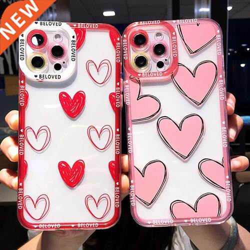Soft Love Heart Transparent Phone Case For iphone 11 12 13 P