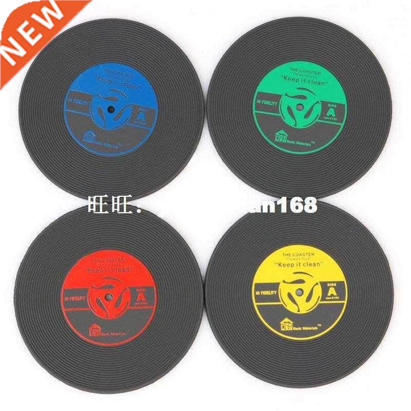 hot sale 6 pcs vinyl coaster retro vinyl cd record cups drin
