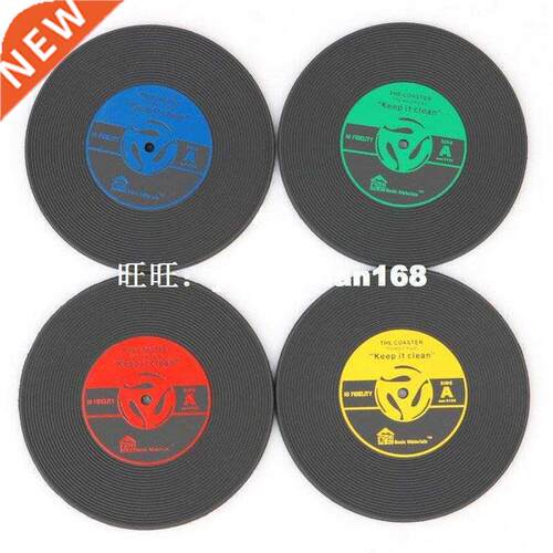 Hot Sale 6 PCS Vinyl Coaster Retro Vinyl CD Record Cups Drin