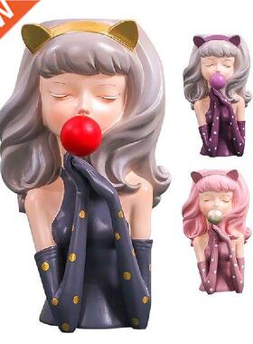 1Pcs Bubble Gum Girl Flower Vase Resin Abstract Flower Pot