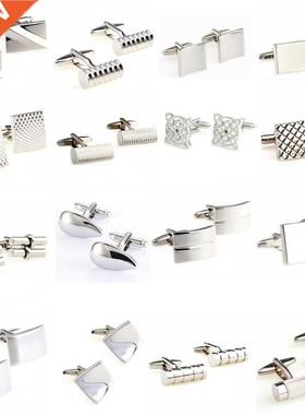 Siver Color Stainless Steel Metal Cufflink Cuff Link 1 Pair