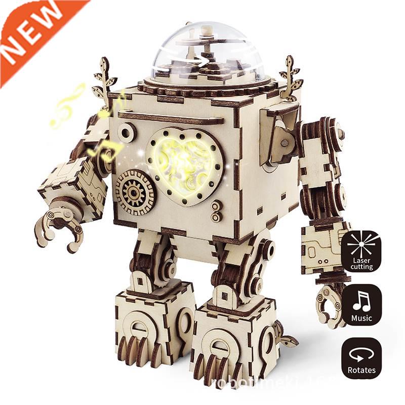 Creative DIY 3D Steampunk Robot Wooden Puzzle Game Assembly