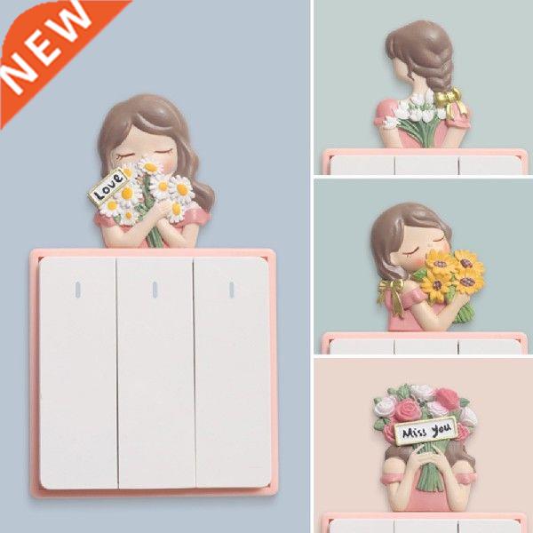 3D Bouquet Girl Switch Sticker Kids Roo Decor Nordic