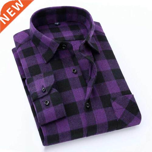 Quality Flannel Plaid Men Shirt Cotton Spring Autumn Casual