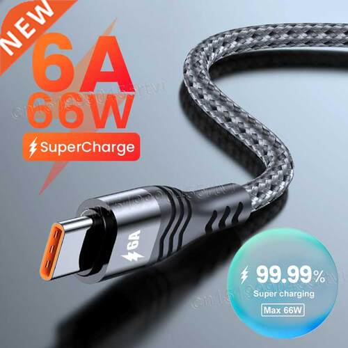 USB Type C Cable 6A 66W SCP For Huawei Mate 40 Pro 5A Fast C