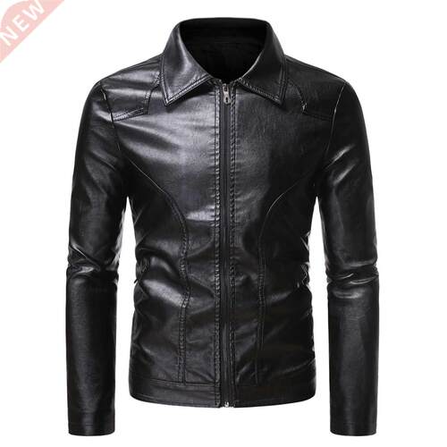 2020 Men's Motorcycle Slim Side Zipper Lapel Business Simple