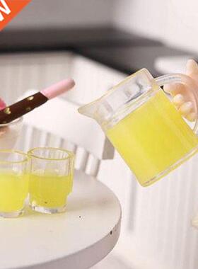 3Pcs/set 1:12 Dollhouse Miniature Juice Bottle + 2 Cups