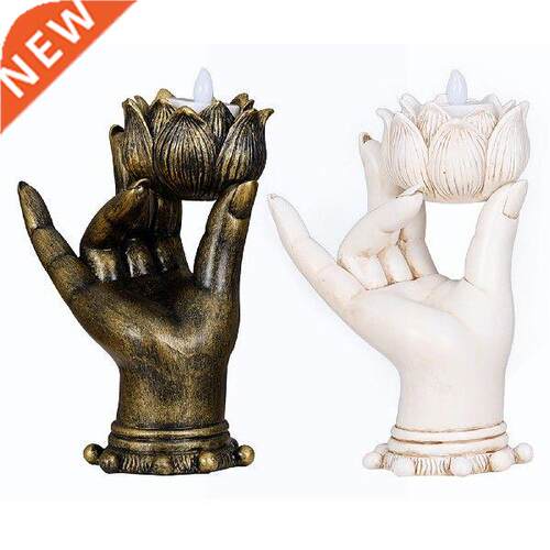 Retro Zen Buddha Hand Lotus Candlestick Religion Candle