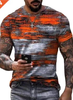 Oversized Men T-Shirt Mosaic Print Fashion T Shirt Men Tops