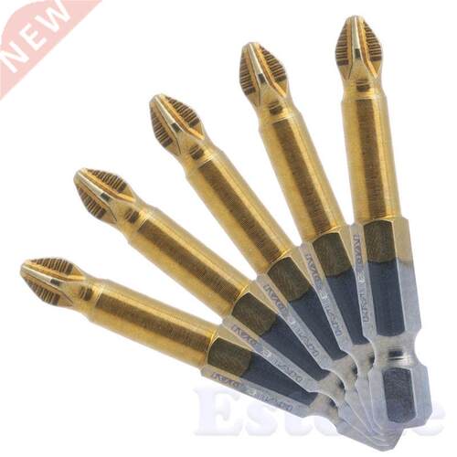 5Pcs Titanium Coated Hex Shank Anti Slip Bits PH2 50mm m18