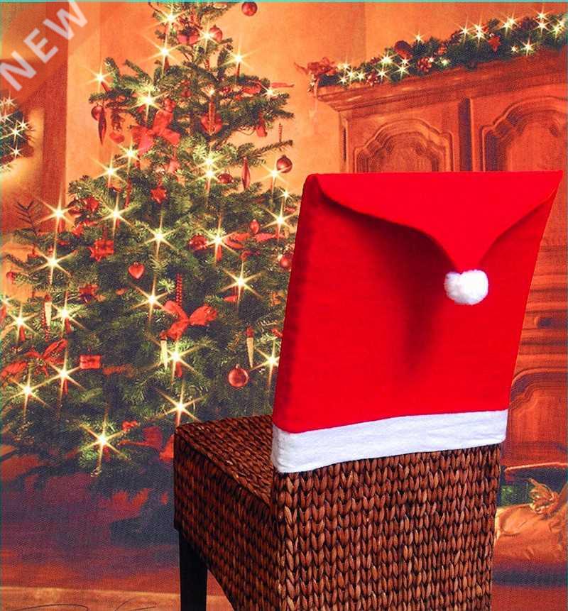 IBOWS 4/6pcs christmas chair covers Santa Claus Hat Christma