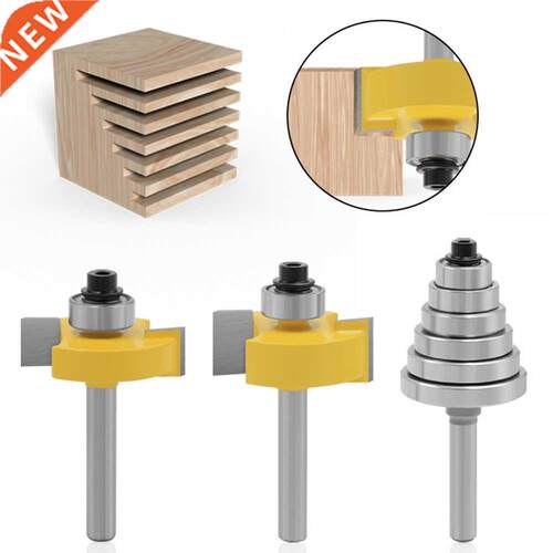 3Pcs 6mm Shank Rabbet Router Bit with 6 Interchangeable Bear