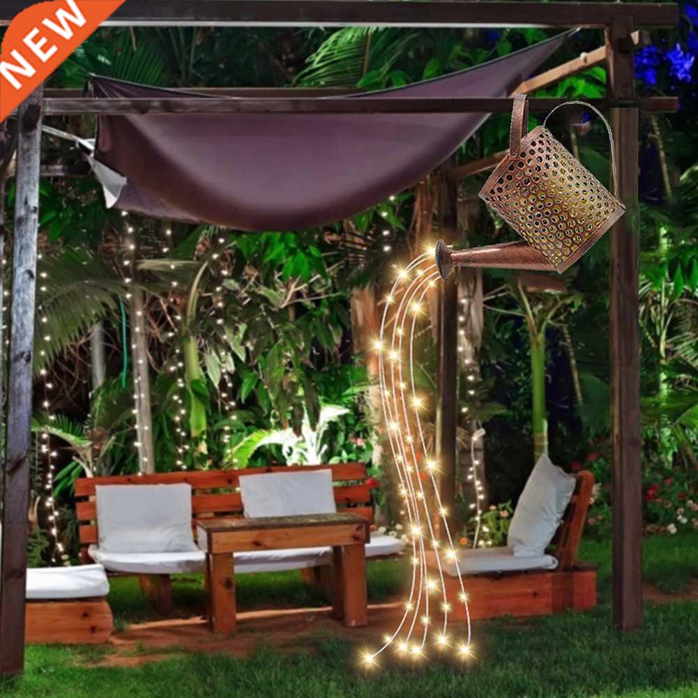 Solar Watering Can Lamp LED Light Garden Artwork Hollow