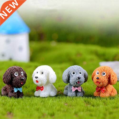 4Pcs/set Cute Teddy Dog Figurines Ornament Statue Puppy