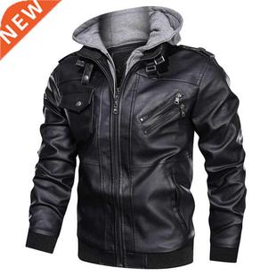 Men's Motorcycle Leather Jacket 2021 Autumn Winter Fashion W