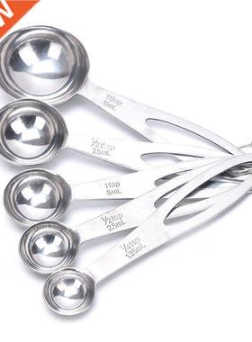 5pcs/set Cookng Spoon Round Stanless Steel Measurng Spoon