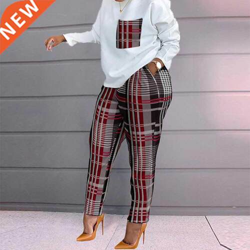 women 2022 spring autumn pant suits color matching sweatshir