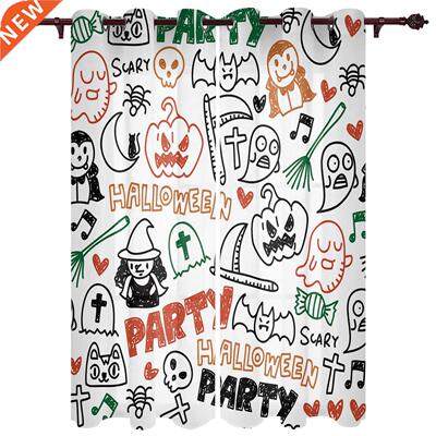 Halloween Element Stick Figure Window Curtains Kitchen
