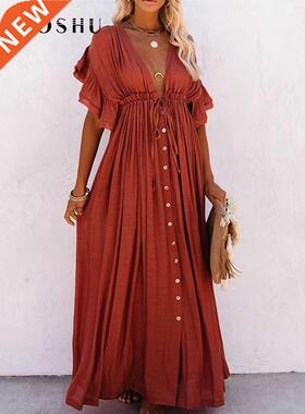 Summer Beach Maxi Dress Women Boho Long Bikini ver Up Dresse