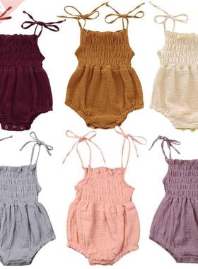 Citgeett Summer Newborn Infant Baby Girl Solid Bodysuit Jump