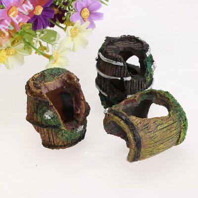 Artificial Antique Barrels Landscaping Decor Glass Fish