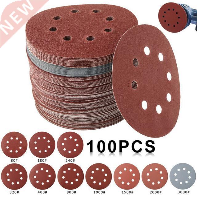 100pcs 5 Inch 125mm Round Sandpaper 8 Hole Sander Polishing
