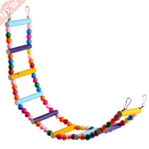 Pets Birds Wooden Ladders Connected with Colorful Balls and