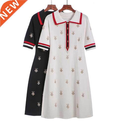 2022 Spring Summer Knit Cartoon Embroidered Dress Woman Plu
