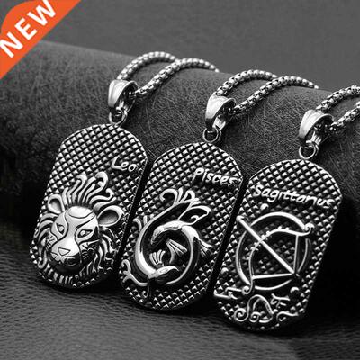 Fashion tide brand twelve constellation necklace male retro