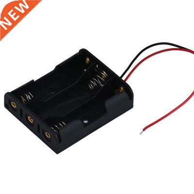 Box Holder For 3 x AA Black With Wire Leads Plastic Battery