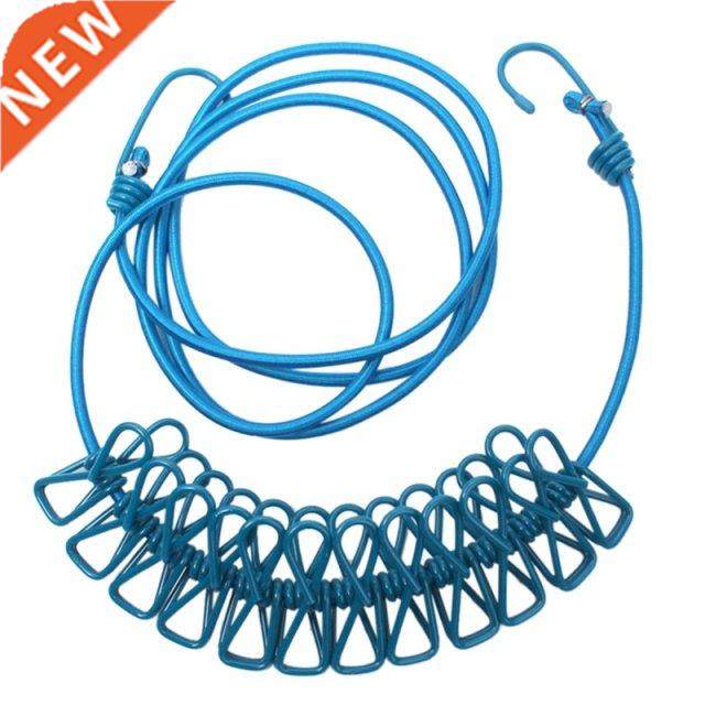 Long Blue Soft Compact Rope 12 Clothespins Travel Wash Outdo